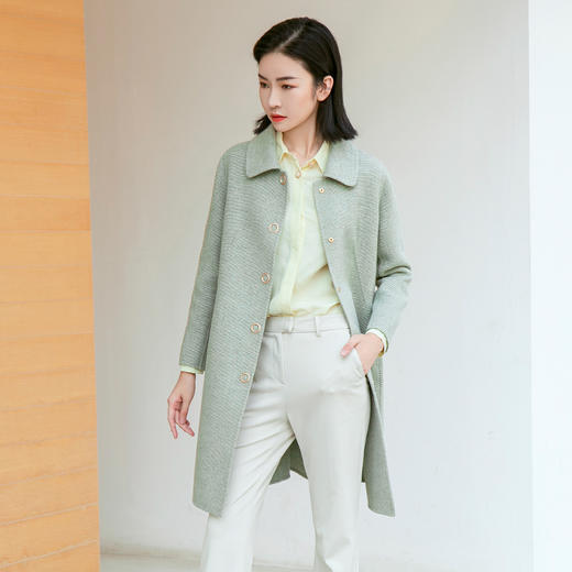 佐尔美商场同款气质时尚修身显瘦千鸟格纹绒软毛呢外套E04SM01 商品图1