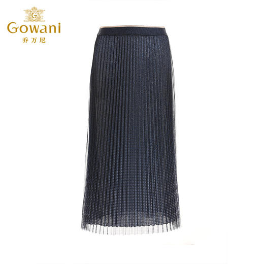 乔万尼夏季新品蓝色渐变网纱压褶半身裙松紧A字裙EI2D771 商品图4