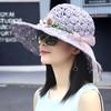 CT-M88草帽女夏遮阳帽韩版时尚花环大沿折叠太阳帽防晒防紫外线草编帽子 商品缩略图3
