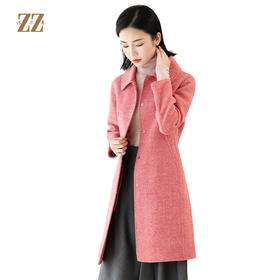 佐尔美商场同款气质时尚修身显瘦千鸟格纹绒软毛呢外套E04SM01