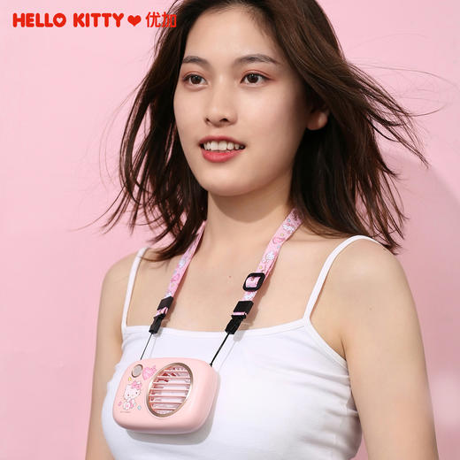 helloKitty凯蒂猫夏日挂脖小风扇可爱风力大usb充电儿童成人便携挂脖式风扇 商品图2