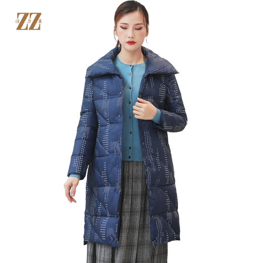 佐尔美冬季新款中长款立领时尚双穿波点羽绒服女E94YY42 商品图0