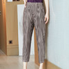 JN-K210315三宅褶皱休闲裤垂感新款简约透气春夏女裤大码菱形网小脚 商品缩略图0