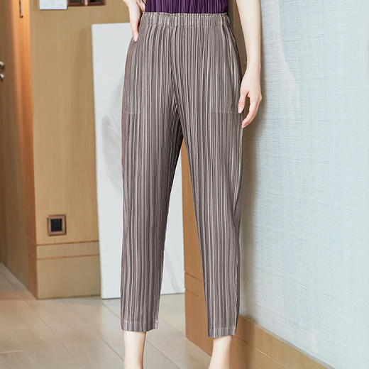 JN-K210315三宅褶皱休闲裤垂感新款简约透气春夏女裤大码菱形网小脚 商品图0