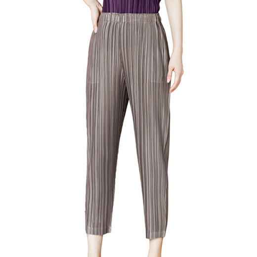 JN-K210315三宅褶皱休闲裤垂感新款简约透气春夏女裤大码菱形网小脚 商品图4