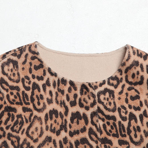 佐尔美ZZ 新品冬款反季豹纹中长款纯羊毛双面呢大衣女E64SM02 商品图1