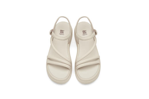 西村名物2021夏季新款厚底女鞋简约牛皮革方根休闲时尚凉鞋X21BG23281 商品图2