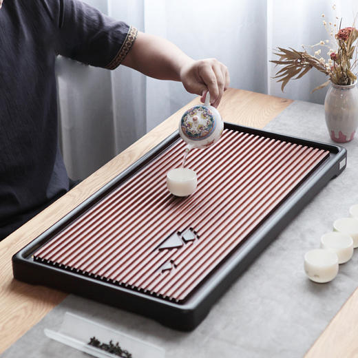 【清仓特惠5折，仅1件】祥福梵静竹茶盘整块竹制实木家用排水功夫茶具茶台66cmx36cmx4cm 商品图4