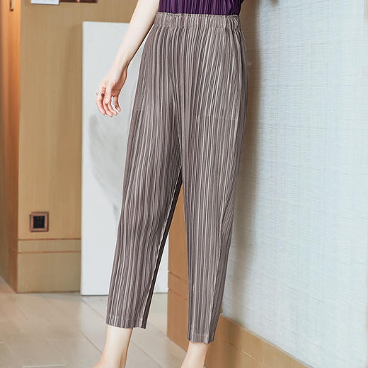 JN-K210315三宅褶皱休闲裤垂感新款简约透气春夏女裤大码菱形网小脚 商品图1