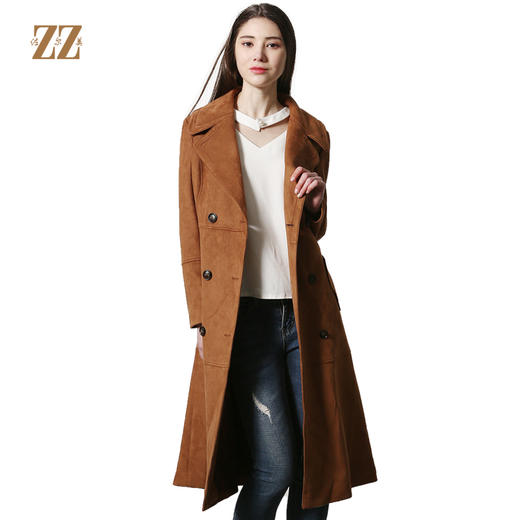 佐尔美新品春秋季女装纯色百搭休闲修身显瘦外套风衣E73FC46 商品图0