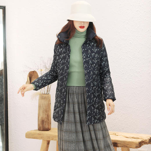 佐尔美秋冬新款中年妈妈双穿碎花羽绒服外套女E94YY12 商品图1