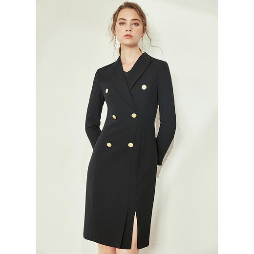 EITIE爱特爱女装春款气质时尚上班族通勤职场OL风开叉连衣裙5807558 商品图2