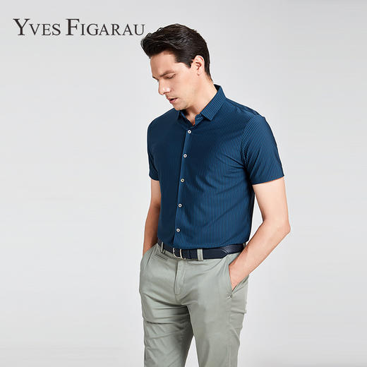 YvesFigarau伊夫·费嘉罗夏季新款商务休闲简约舒适透气短袖衬衫912423 商品图2