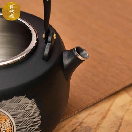 莺歌烧描金银山水纹不锈钢壶电陶炉 食用级316不锈钢烧水壶 商品图2