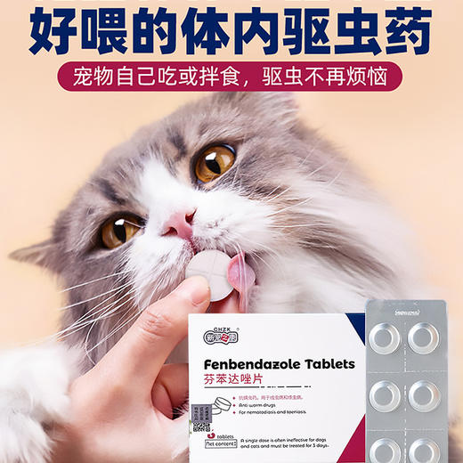 新宠之康芬苯达唑6片盒装猫咪专用驱虫药猫体内外一体驱虫肺线虫 商品图3