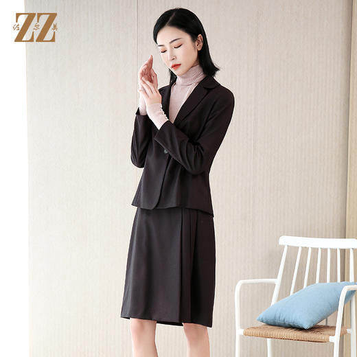 佐尔美春季新款时尚韩版气质职业修身通勤一粒扣西服套裙E03QT06 商品图2