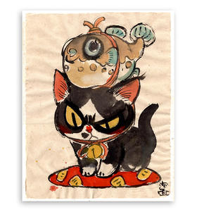 泡面猫「盲盒系列插画-河豚」