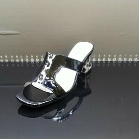 lfgj jeans BD803夏季性感魅惑漆皮豹纹水晶粗跟凉鞋