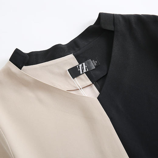 佐尔美早春季新款拼色直筒宽松气质V领长袖衬衫E93CC43 商品图1