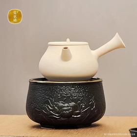 莺歌烧莲花纹黑超小炉电陶炉茶炉家用静音铁壶银壶铜壶专用烧水炉煮茶器茶具