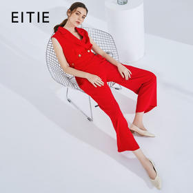 EITIE爱特爱女装夏款时尚干练职业通勤无袖翻领显瘦连体裤女6207903