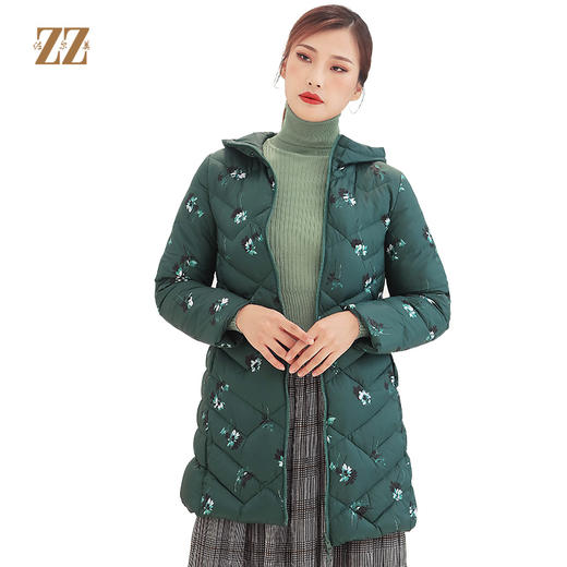 佐尔美冬季新款大码中老年连帽中长款双面穿羽绒服女E94YY35 商品图0