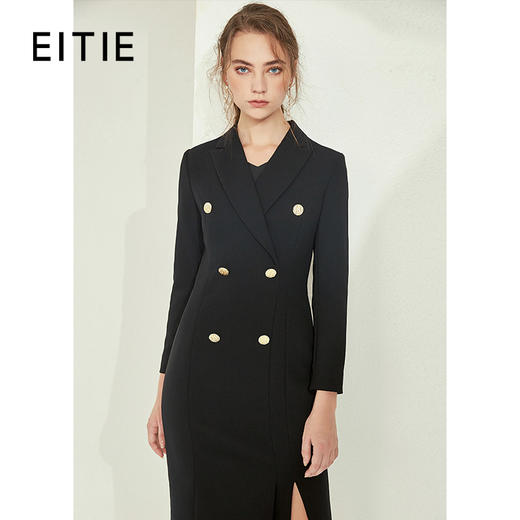 EITIE爱特爱女装春款气质时尚上班族通勤职场OL风开叉连衣裙5807558 商品图0
