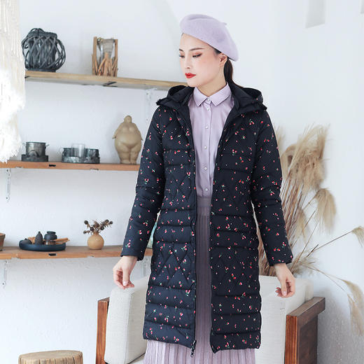 佐尔美秋冬新款双穿时尚连帽貂毛领羽绒服中长款女E94YO21 商品图1