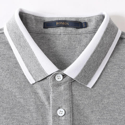 【爆款】罗蒙男士t恤短袖夏季撞色翻领青年休闲纯棉短袖Polo衫男 商品图4