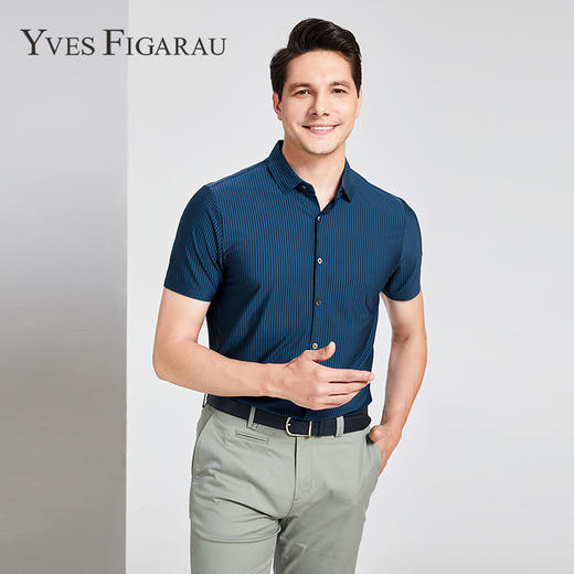 YvesFigarau伊夫·费嘉罗夏季新款商务休闲简约舒适透气短袖衬衫912423 商品图0