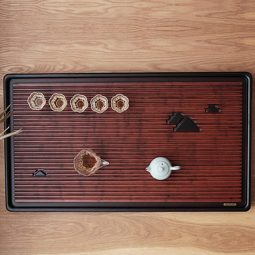 【清仓特惠5折，仅1件】祥福梵静竹茶盘整块竹制实木家用排水功夫茶具茶台66cmx36cmx4cm 商品图1