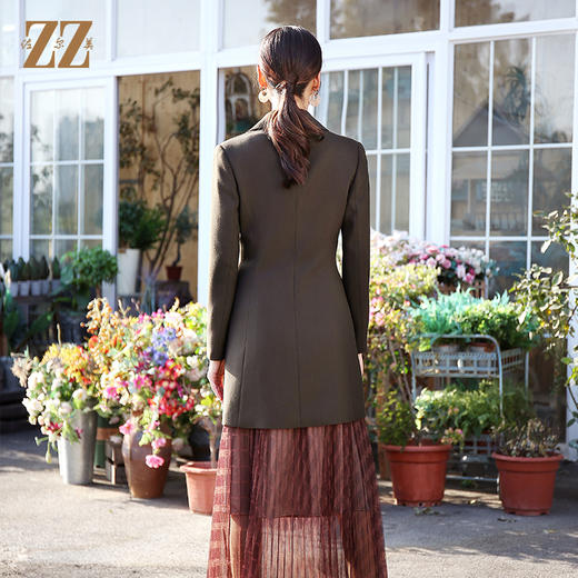 佐尔美佐尔美气质收腰显瘦OL风西装外套中长款风衣E03FZ03 商品图4