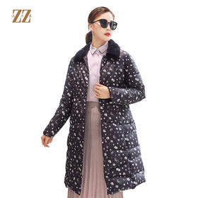 佐尔美秋冬新款时尚双穿貂毛领羽绒服女中长款E94YO25