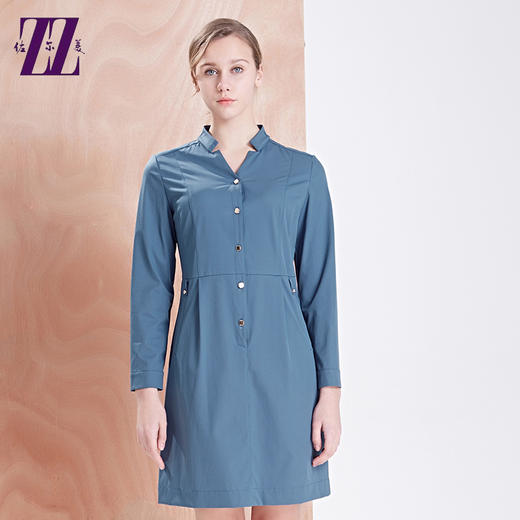 佐尔美春秋款女装简约白领OL风长袖立领连衣裙短裙E63LL12 商品图0