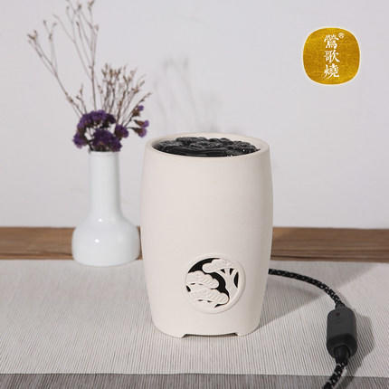 莺歌烧家用煮茶茶炉 菊窗、苍松系列电碳白泥炉 台式泡茶具茶器 商品图0