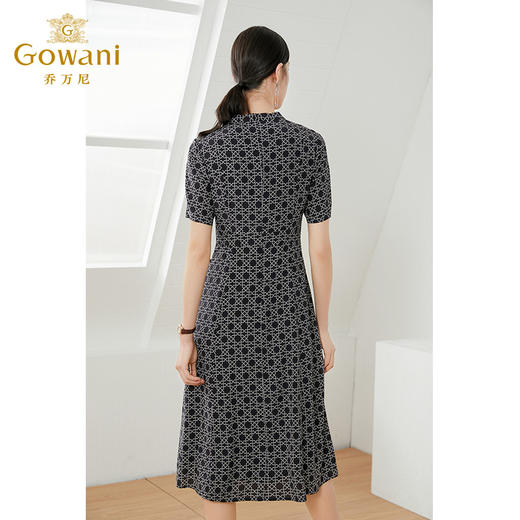 乔万尼新品收腰真丝连衣裙复古显瘦链条花桑蚕丝裙EI2E790 商品图1