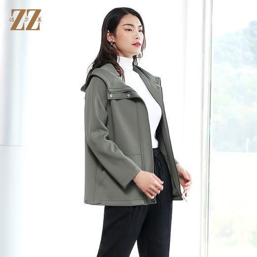 佐尔美春季新款时尚休闲短外套宽松潮流连帽风衣女E11FD07 商品图1