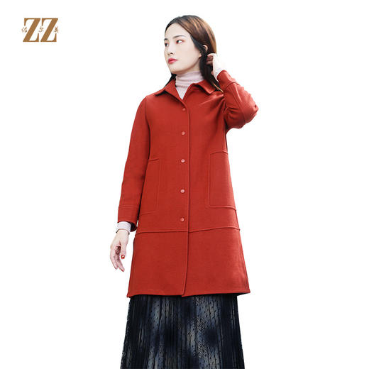 佐尔美商场同款气质简约中长款针织羊毛大衣女E04ZZ28 商品图0