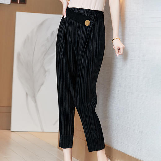 JN-K210117三宅褶皱裤子2021春夏季新款气质高腰小脚裤显瘦铅笔裤 商品图3