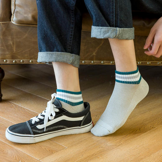 拾露 | 袜子男士透气中筒纯棉船袜【5双装】YF1043 商品图4