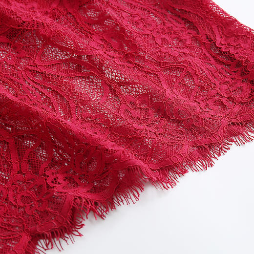 佐尔美早春季新款气质纯色直筒长袖圆领蕾丝中长款连衣裙E01LL20 商品图3