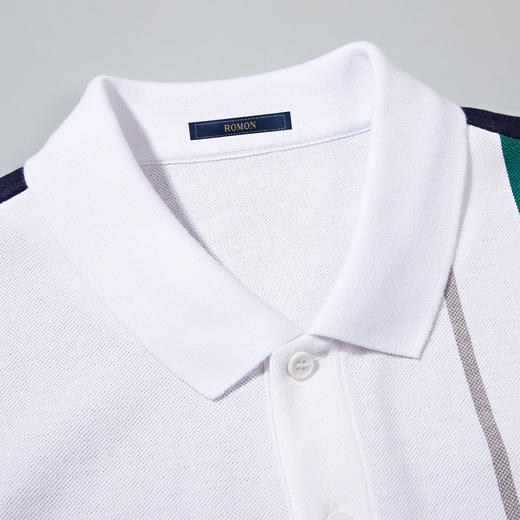 【全棉面料】罗蒙短袖t恤男夏季薄款经典翻领拼色字母休闲Polo衫 商品图4