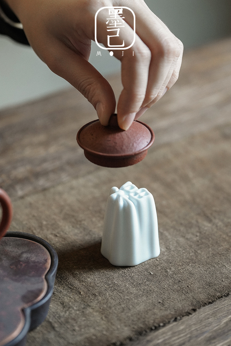 墨己  | 德化白瓷盖置 茶道配件陶瓷壶盖架