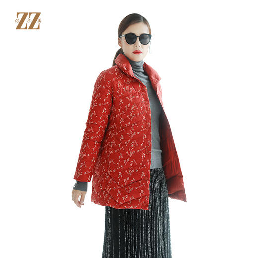 佐尔美秋冬新款中年妈妈双穿碎花羽绒服外套女E94YY12 商品图0