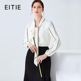 故障 EITIE爱特爱女装夏款时尚简约通勤职业系带长袖衬衫女上衣6113819