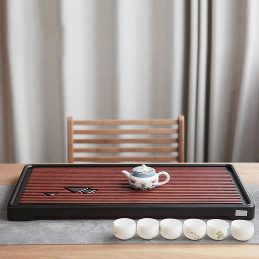 【清仓特惠5折，仅1件】祥福梵静竹茶盘整块竹制实木家用排水功夫茶具茶台66cmx36cmx4cm 商品图2