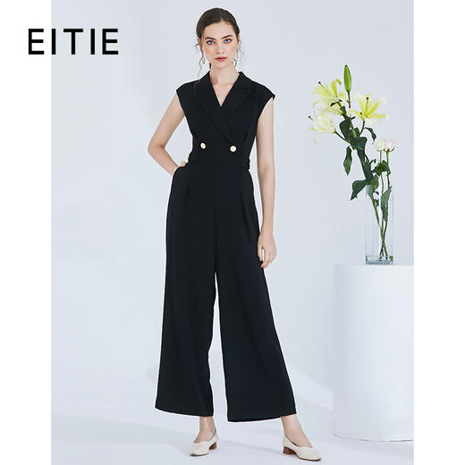 EITIE爱特爱女装夏款时尚干练职业通勤无袖翻领显瘦连体裤女6207903 商品图1