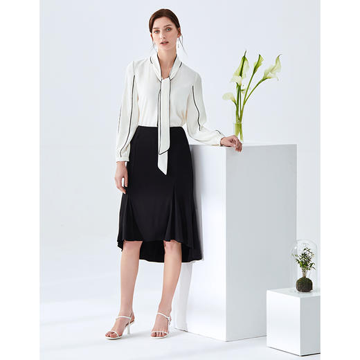 故障 EITIE爱特爱女装夏款时尚简约通勤职业系带长袖衬衫女上衣6113819 商品图1