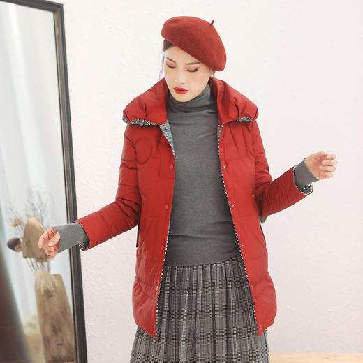 佐尔美冬季新款时尚短款加厚宽松妈妈装双穿羽绒服女E94YY16 商品图1