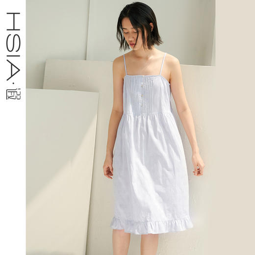 吊带睡裙女夏薄款精梳棉提花甜美假日亲肤透气舒适宽松睡衣HSIA遐 商品图0